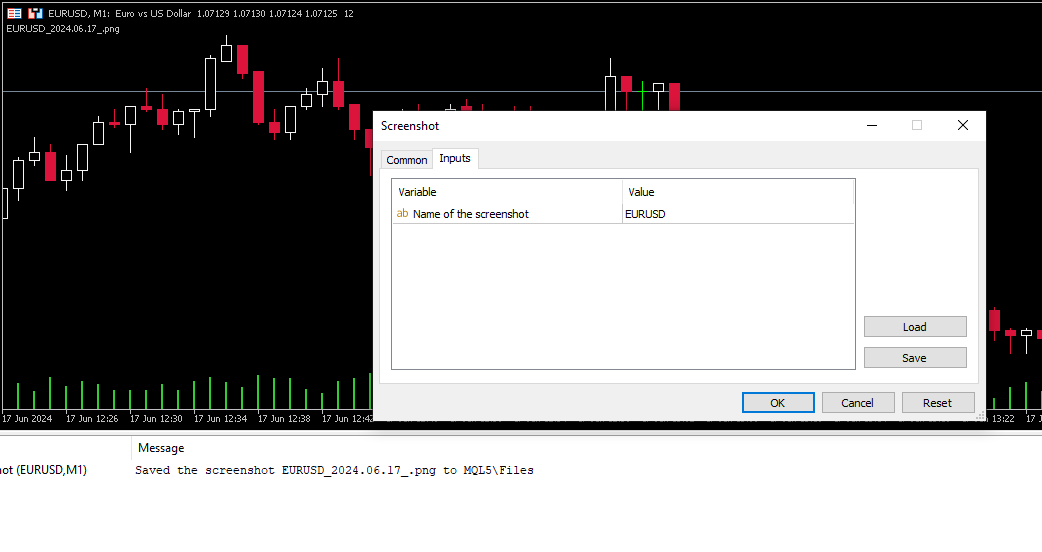 Screenshots with keyboard key press - expert for MetaTrader 5