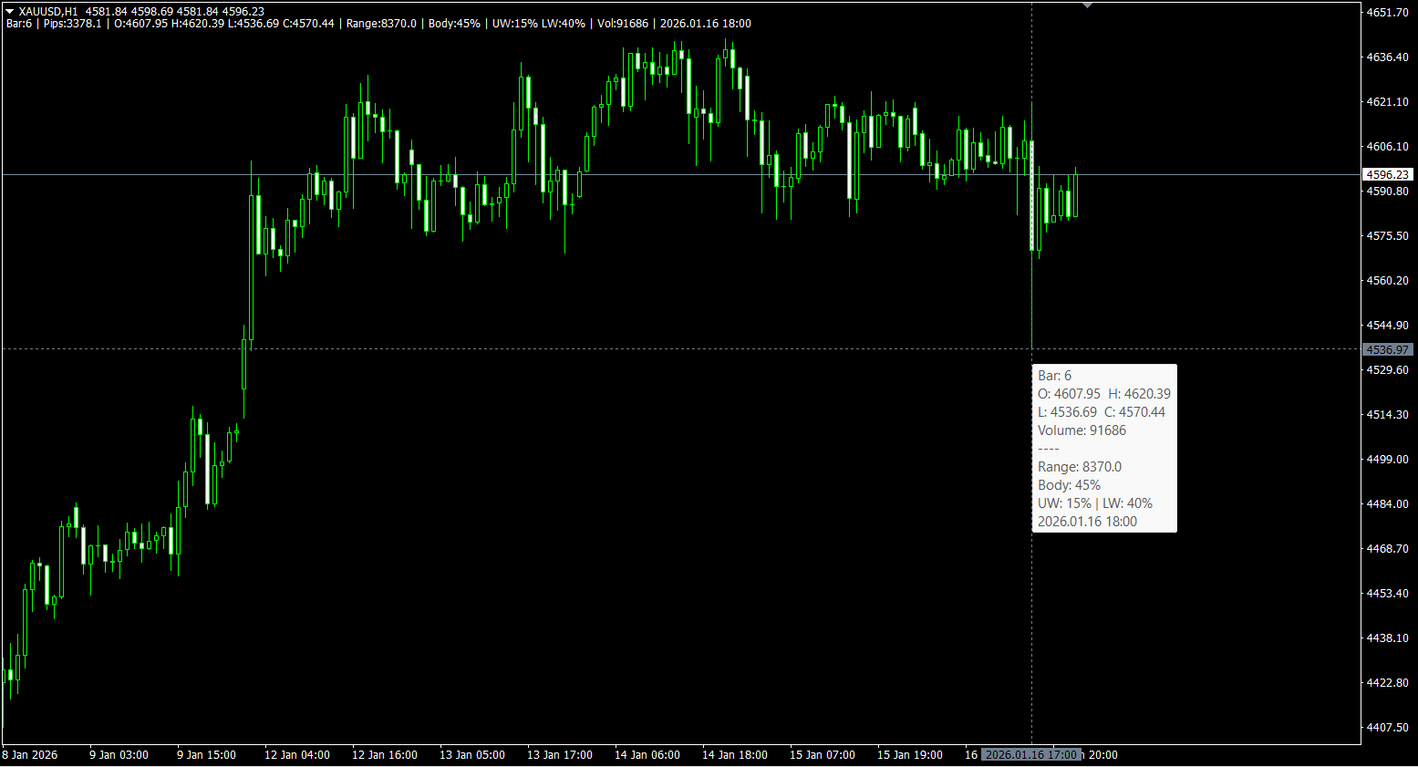 iCrosshair - 悬停时的实时蜡烛指标 - MetaTrader 4脚本