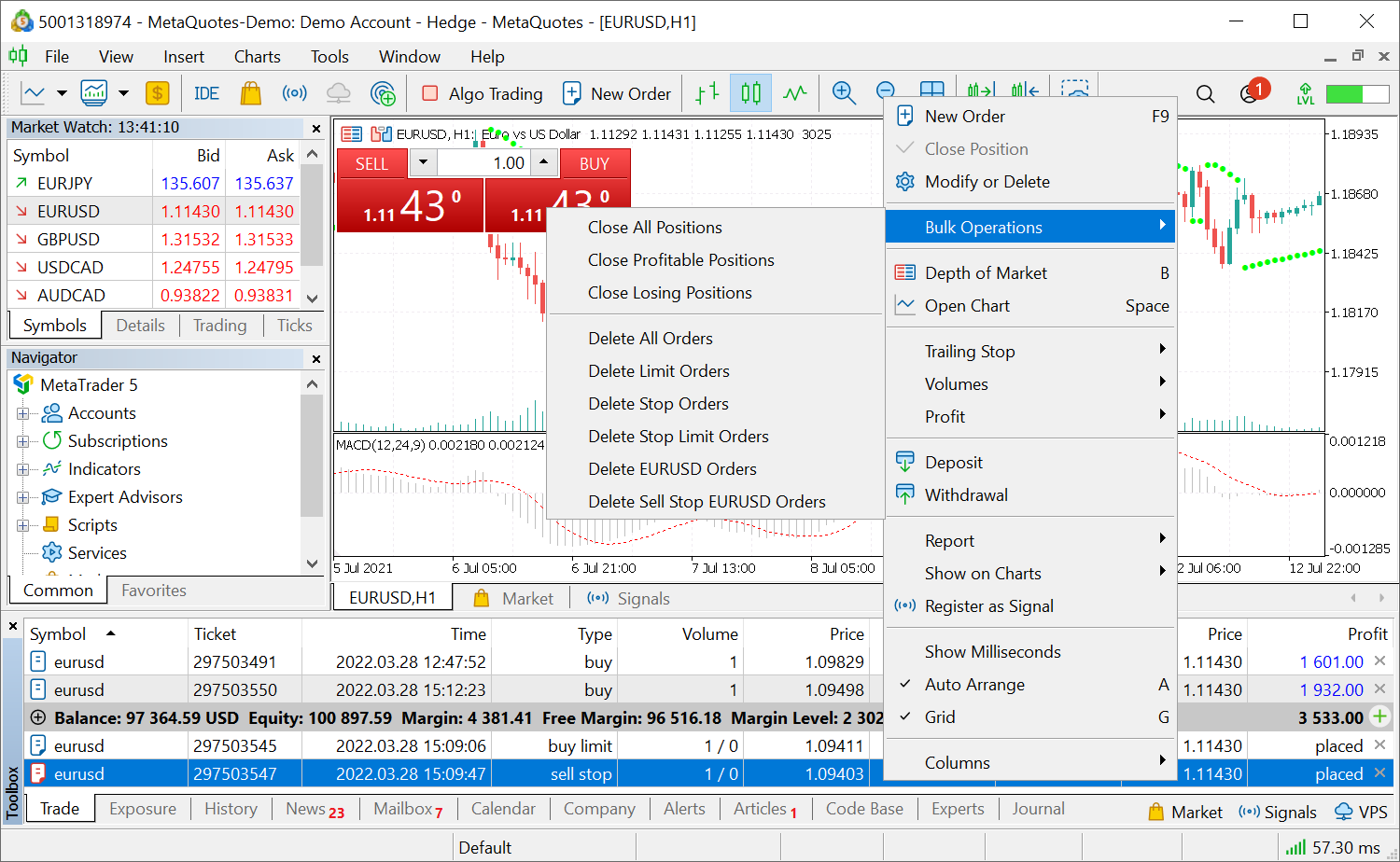 DeMarker gaining position volume 2 - expert for MetaTrader 5