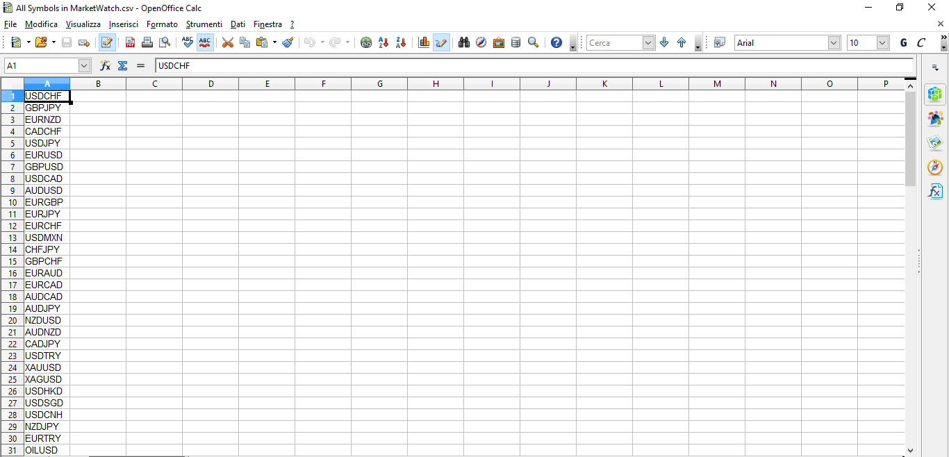 市场观察 AUTO-CSV - MetaTrader 4 脚本
