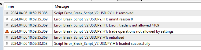 Error_Break_Script_V2  - This script is a general example of using error brake in any strategy - Break on Code Error Sample Strategy - script for MetaTrader 4