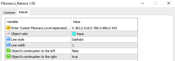 Fibonacci Retracement with Custom Values - script for MetaTrader 5