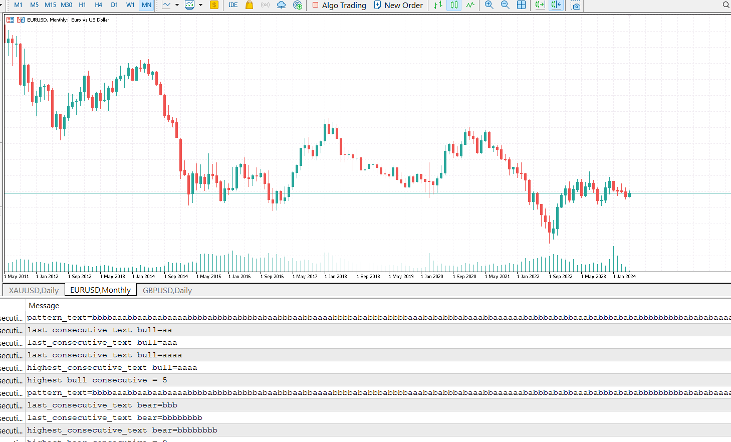 Count consecutive no. of bull or bear bars - script for MetaTrader 5