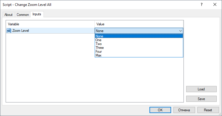 全部更改缩放级别 - MetaTrader 4 的脚本