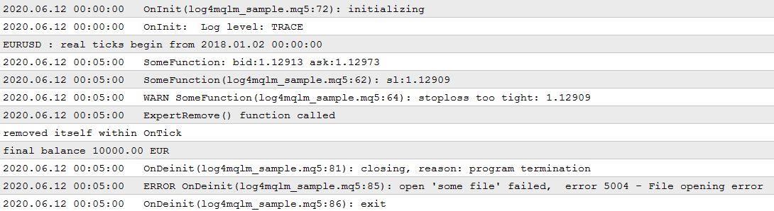 Log4mql(mini) MT5 - library for MetaTrader 5