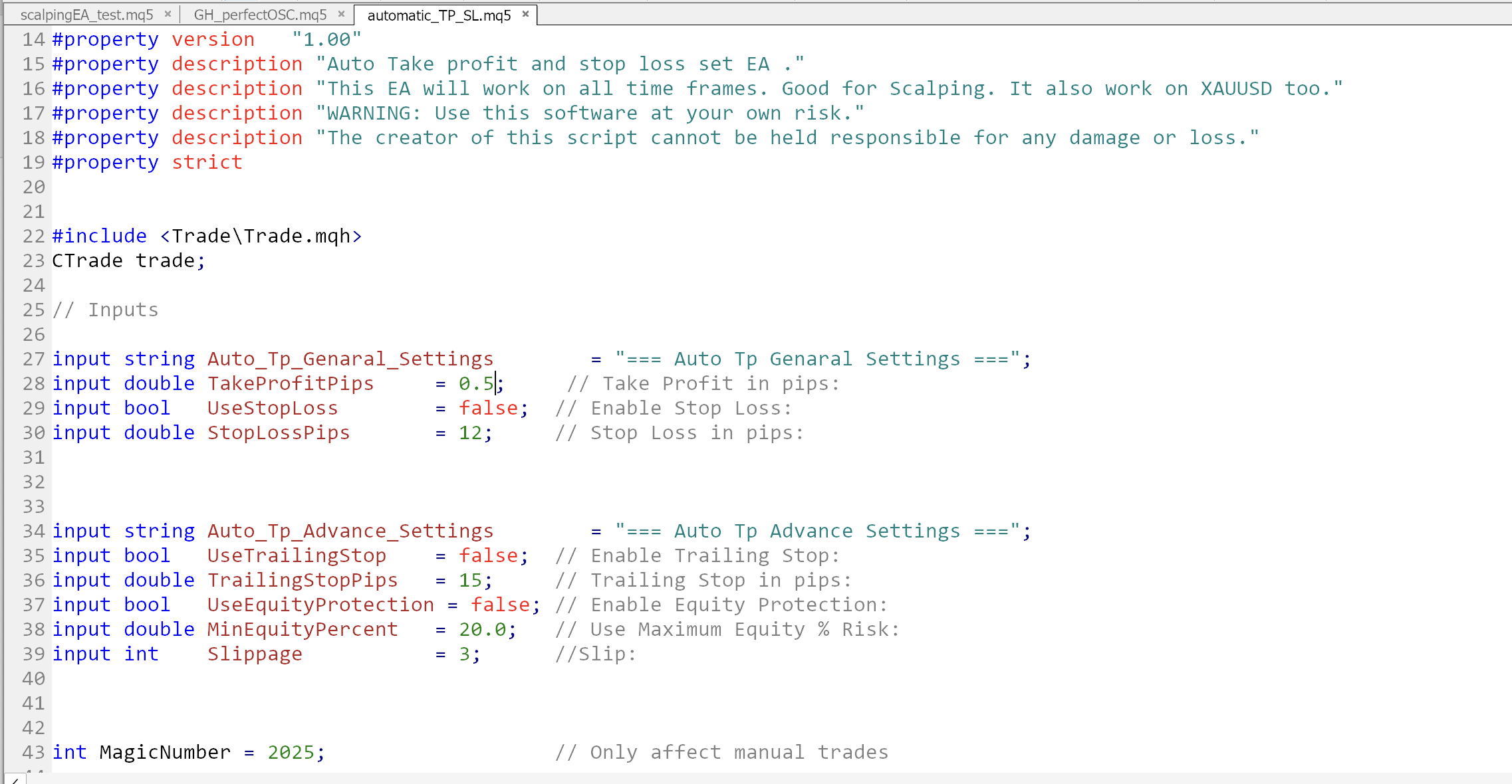 Auto Tp - expert for MetaTrader 5