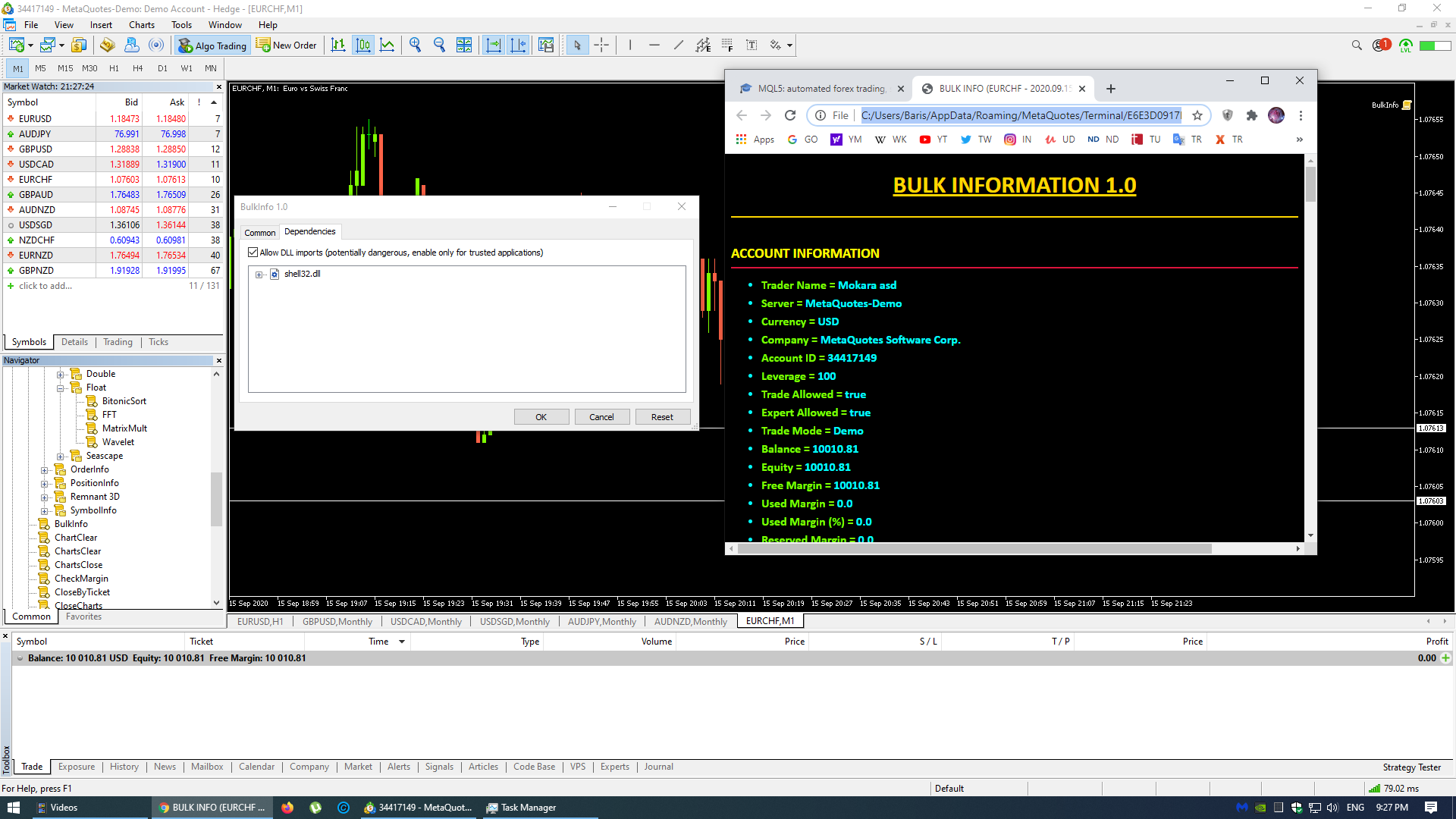 Bulk Information 1.0 - script for MetaTrader 5