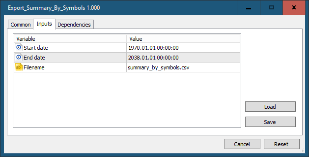 Export Summary Grouped by Symbols - script for MetaTrader 5
