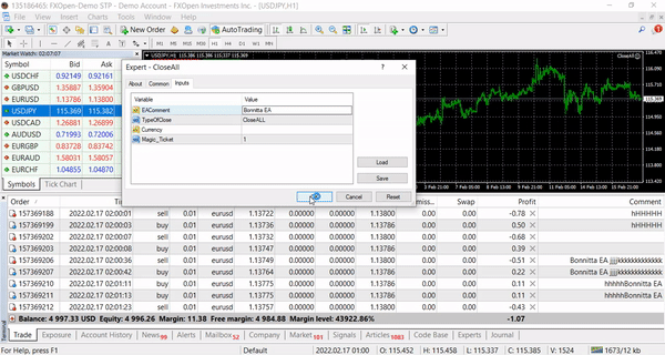 Multi Currencies EA CloseAll - expert for MetaTrader 4