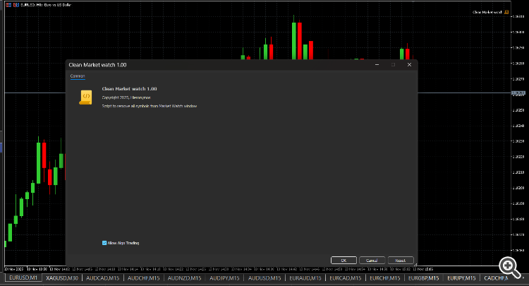 Clean Market Watch -  Removes All Symbols In the Market Watch Windows In One Go - script for MetaTrader 5