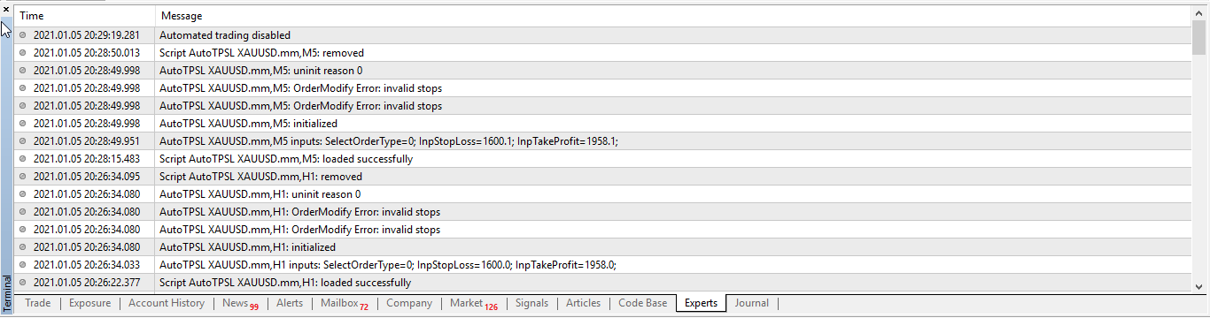 Modify SL TP - script for MetaTrader 4