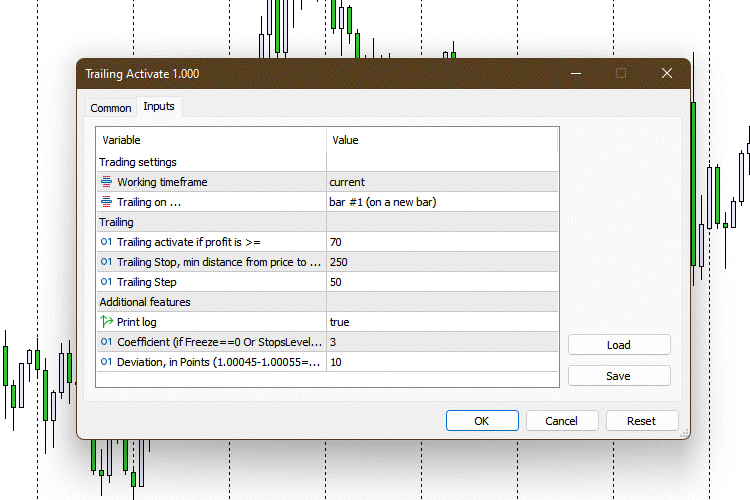 Trailing Activate - expert for MetaTrader 5