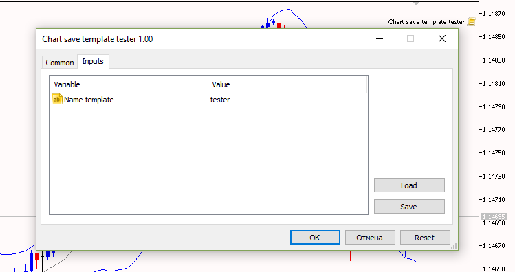 Chart Save Template - script for MetaTrader 5