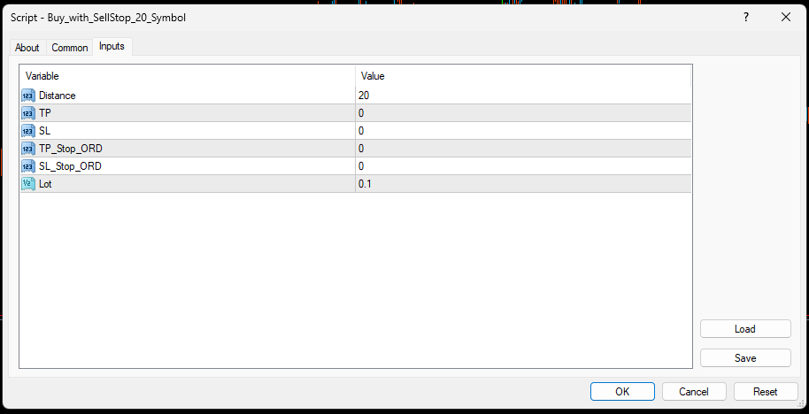 Sell with Buy Stop Hedge for chart symbol / Buy with Sell Stop Hedge for chart symbol - script for MetaTrader 4