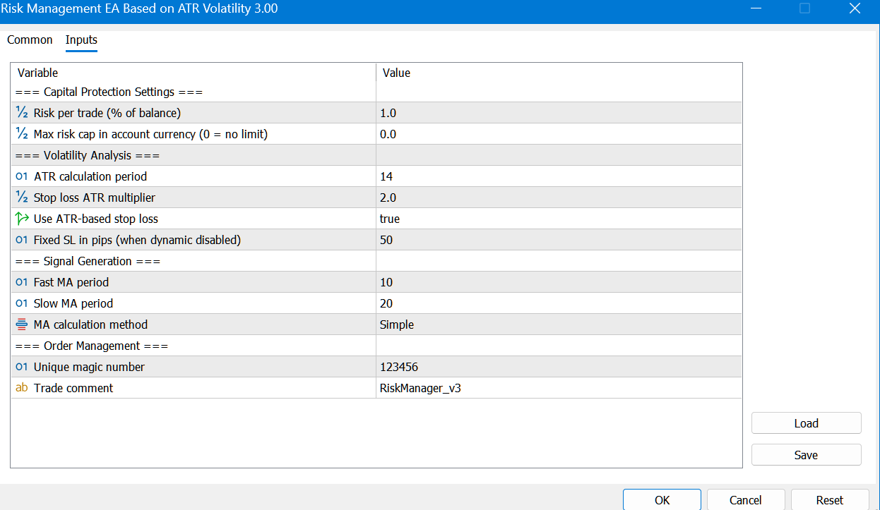 Risk Management EA Based on ATR Volatility - expert for MetaTrader 5