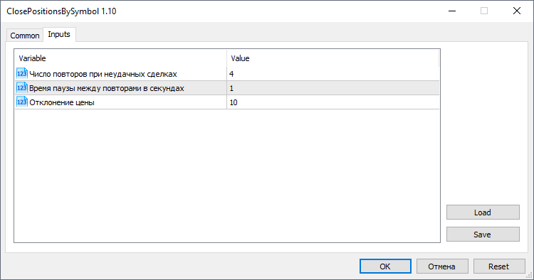 ClosePositionsBySymbol - script for MetaTrader 5