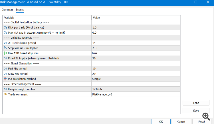 Risk Management EA Based on ATR Volatility - expert for MetaTrader 5