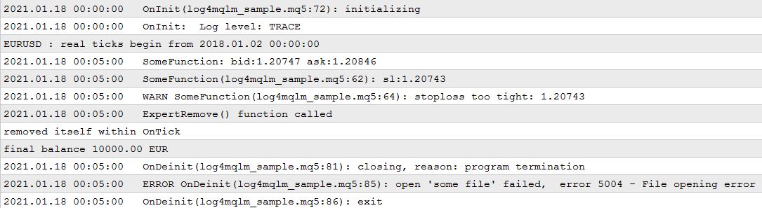 Log4mql(mini) MT5 - library for MetaTrader 5