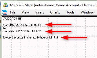EA 过去 24 小时最高价和最低价 - MetaTrader 5 专家