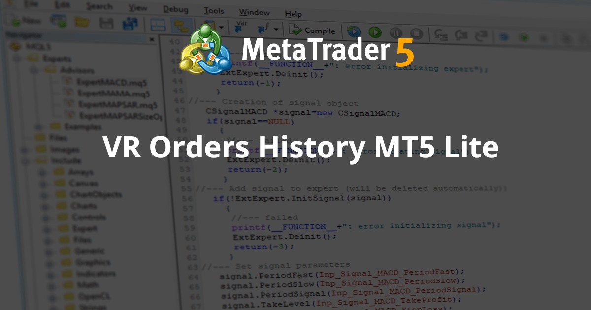 VR 订单历史记录 MT5 Lite - MetaTrader 5 脚本