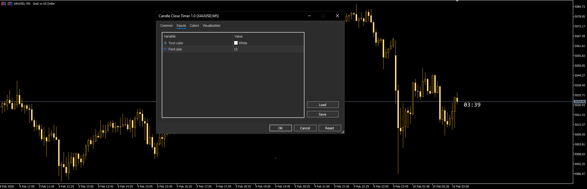 Candle Close Timer – MT5 Indicator - indicator for MetaTrader 5