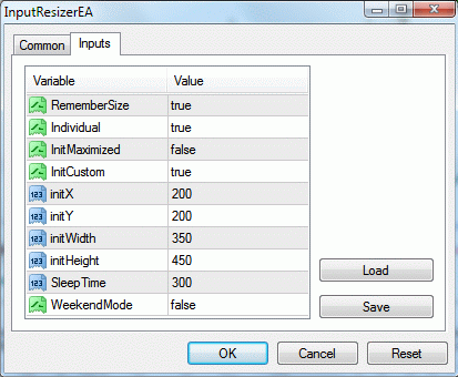 InputResizer: edit indicator and EA settings comfortably - expert for MetaTrader 4
