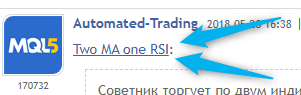 Two MA one RSI - expert for MetaTrader 5