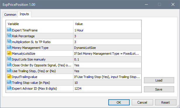 ExpPricePosition - expert for MetaTrader 5