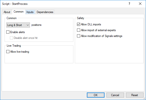 Start External Process - script for MetaTrader 4