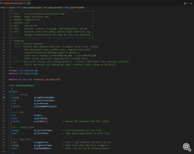 CLatencyMonitor -  Inter-Tick Latency Tracker with ATR Volatility Gate and GlobalVariable IPC for MQL5 EAs - library for MetaTrader 5