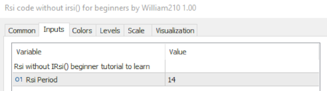 Rsi without Irsi() code for beginners by William210 - indicator for MetaTrader 5