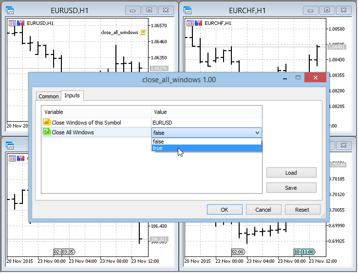 Close All Windows - script for MetaTrader 5