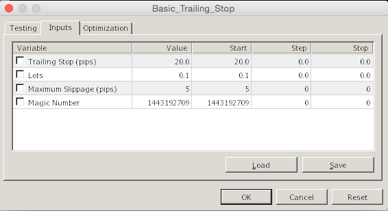 Basic Trailing Stop - expert for MetaTrader 4