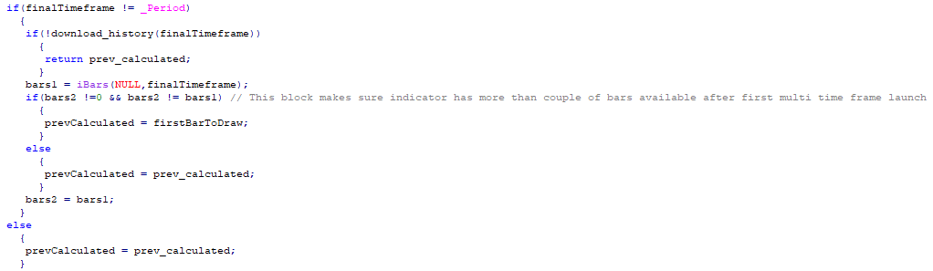 Multi time frame example by recursion - indicator for MetaTrader 4