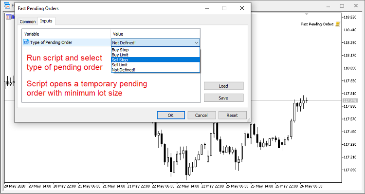 Fast Pending Orders - script for MetaTrader 5