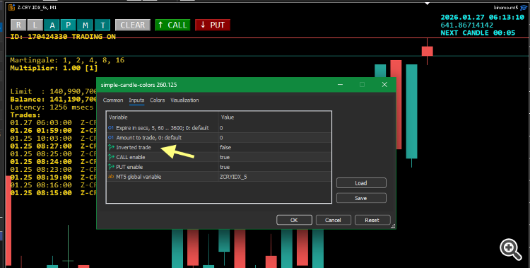 Binary tradng based on candle colors - indicator for MetaTrader 5