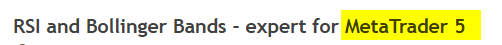 RSI 和布林带 - MetaTrader 5 专家