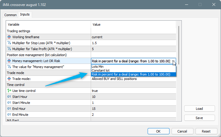 Crossing Moving Average - expert for MetaTrader 5