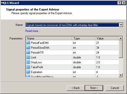 MQL5 Wizard - Trade Signals Based on Crossover of Two EMA with intraday time filter - expert for MetaTrader 5