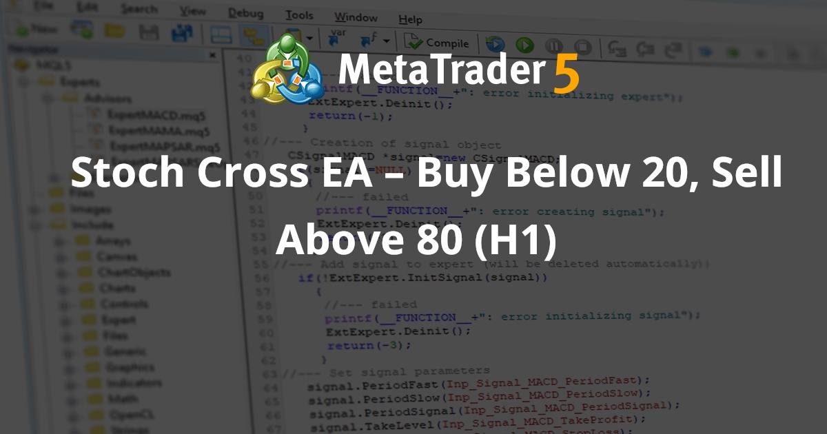 Stoch Cross EA – 买入低于 20，卖出高于 80 (H1) - MetaTrader 5 脚本