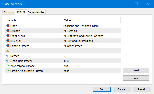 Close-All - MetaTrader 5 脚本