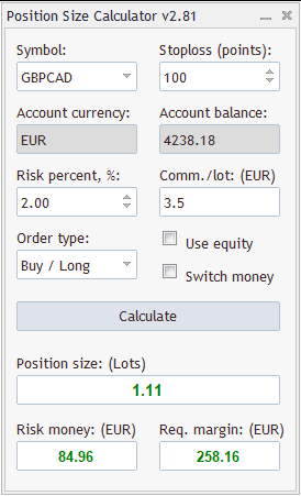 Forex Calculators - expert for MetaTrader 5