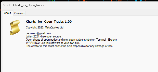 Open Charts of open trades symbols - script for MetaTrader 4