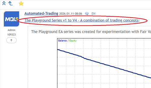The Playground Series v1 to V4 - A combination of trading concepts - expert for MetaTrader 5