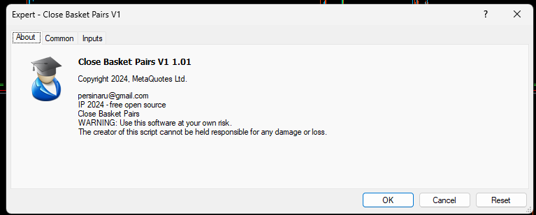 Close Basket Pairs v1 - expert for MetaTrader 4