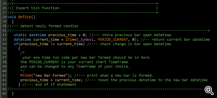 New Candle or Bar formation. - expert for MetaTrader 5