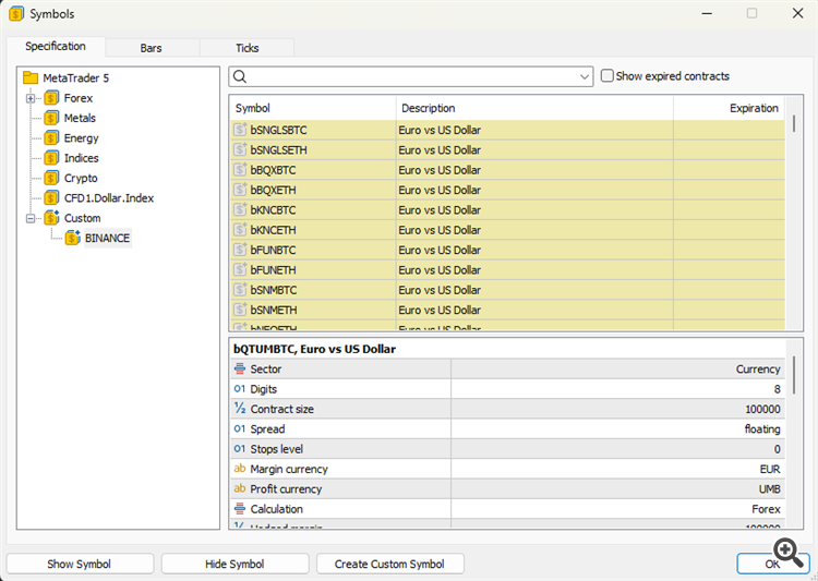 BinanceQuotesDownloader - script for MetaTrader 5