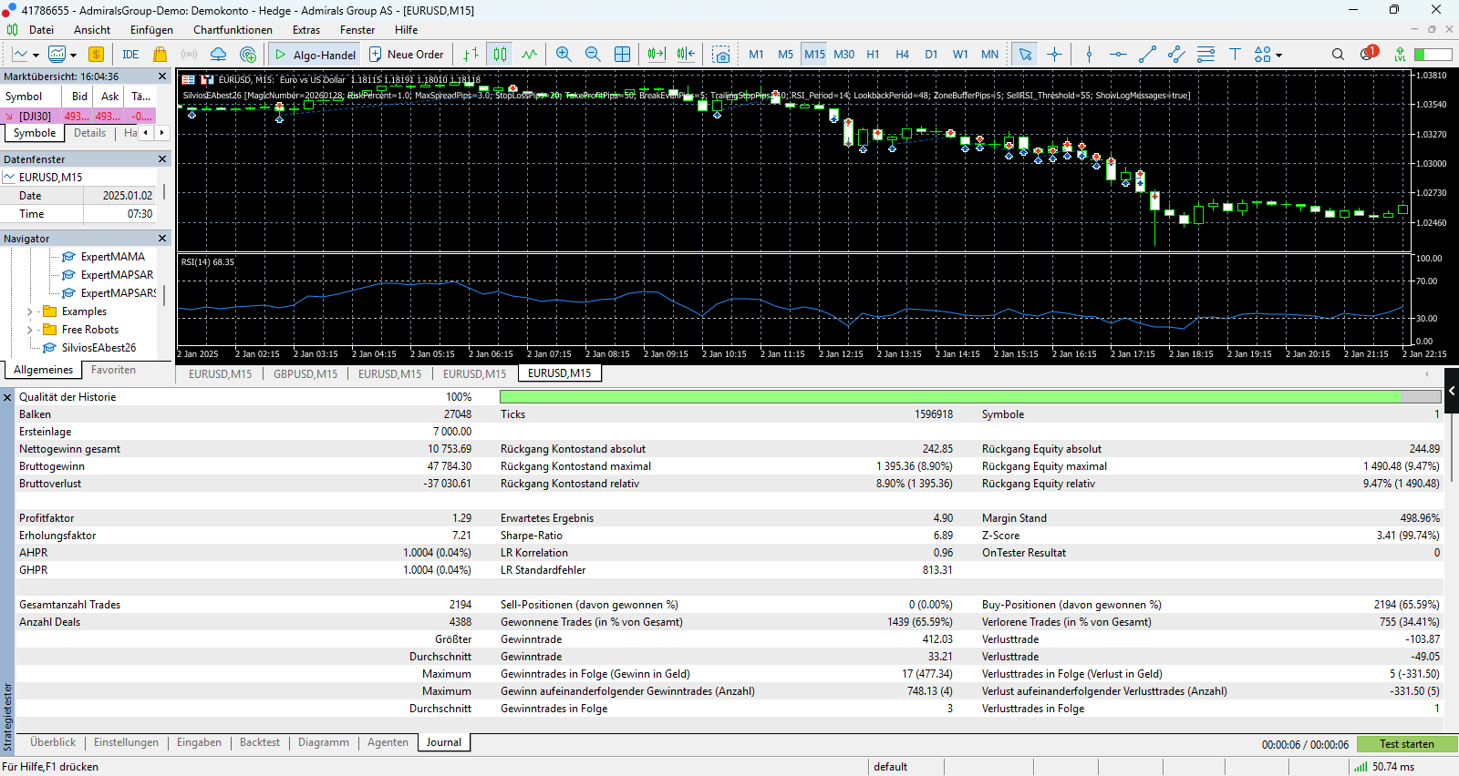 SilviosEAbest26 - expert for MetaTrader 5