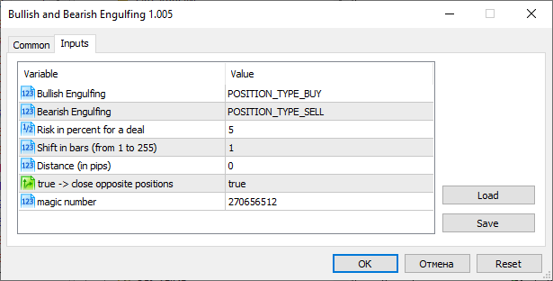 Bullish and Bearish Engulfing - expert for MetaTrader 5