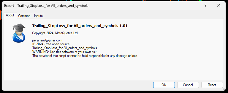 Trailing_StopLoss_for All_orders_and_symbols - expert for MetaTrader 4